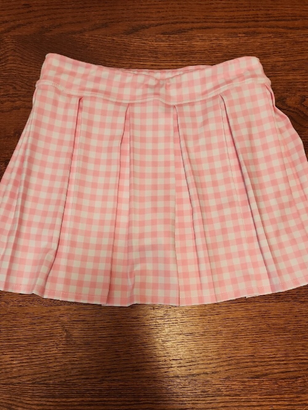 Pink & White Gingham Pleated Tennis Pickleball Skirt - Picture 5 of 6